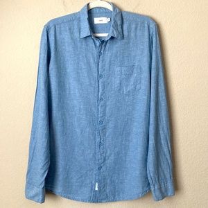 Onia Linen Blend Business Casual Button Down Spring Summer Men's Shirt